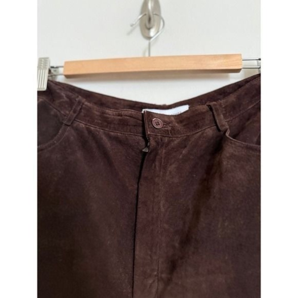 Saks Fifth Avenue Real Clothes 100% Genuine Leather Brown Pants Size 12 - Picture 9 of 13